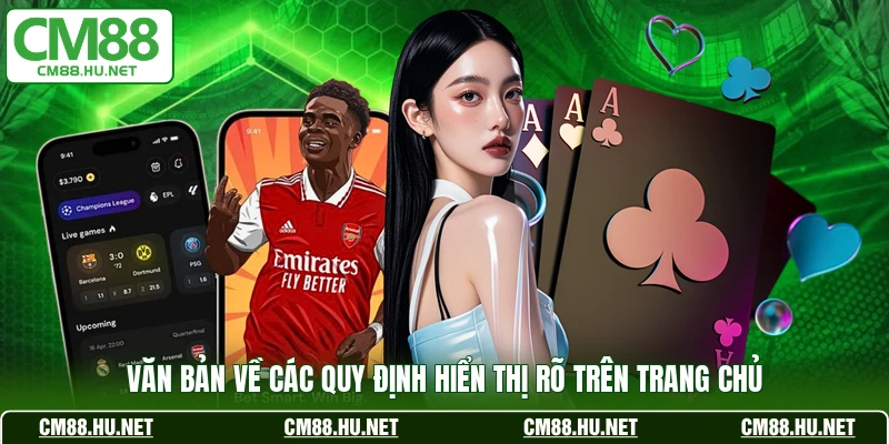 Văn bản về các quy định hiển thị rõ trên trang chủ
